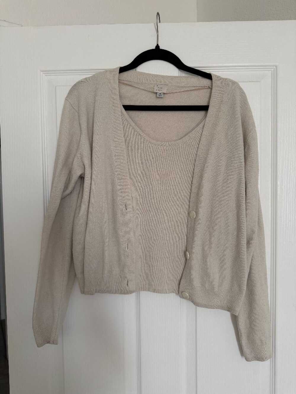 A New Day Cardigan and Tank Set in Oatmeal/Cream
